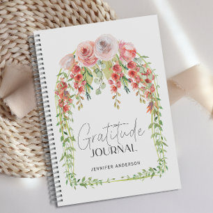 Personalisiert Blush Red Floral Dankbarkeit Journa Notizbuch