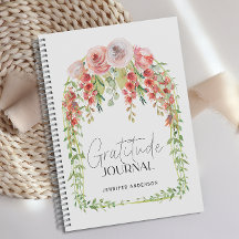 Personalisiert Blush Red Floral Dankbarkeit Journa