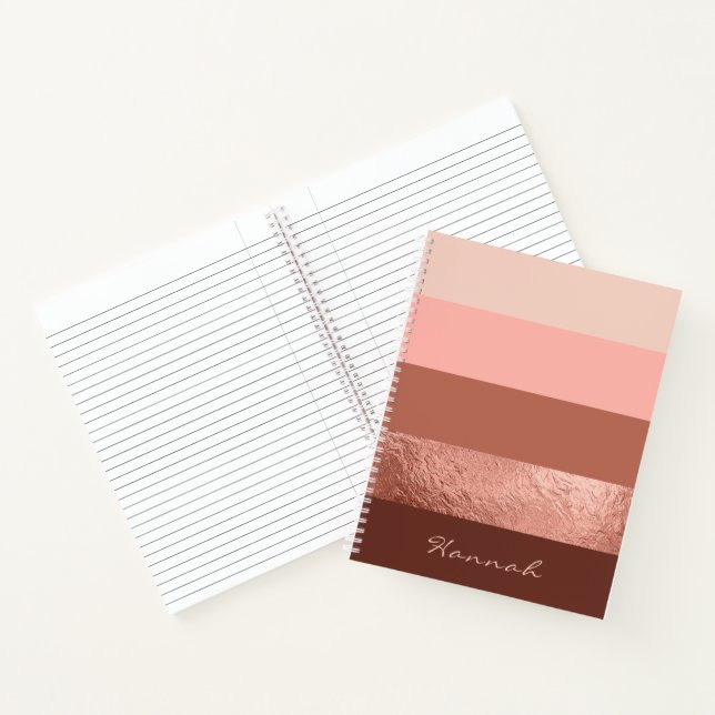 Personalisiert Blush Rose Goldene, schicke Streife Notizbuch (Innenseite)