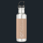 Personalisiert Blütenrosa Blumenbezeichnung Edelstahlflasche<br><div class="desc">Mit einem wunderschönen Blumendesign und Ihrem Namen macht diese Wasserflasche einen personalisierten Trinkbehälter für jeden Anlass!</div>