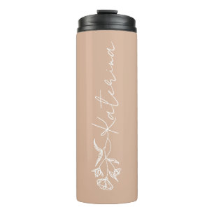 Personalisiert Blütenrosa Blumenbezeichnung Thermosbecher