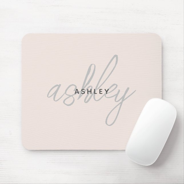Personalisiert Blütenrosa Monogramm Mousepad (Mit Mouse)