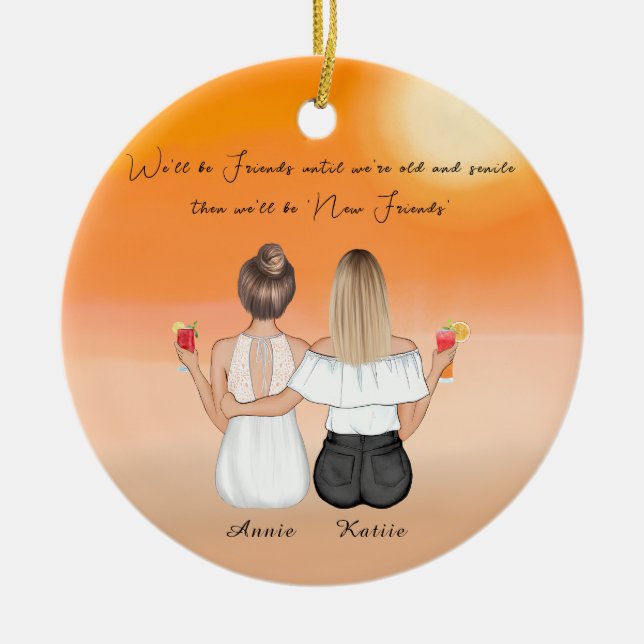 Personalisiert Boho Best Friend-Geschenk Keramik Ornament (Vorne)