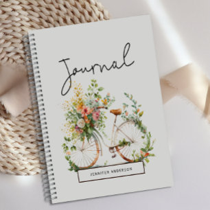 Personalisiert Boho Bicycle Floral Journal Notizbuch