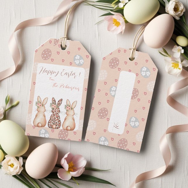 Personalisiert Boho Bunny Ostern Geschenkanhänger (Personalized Boho Bunny Easter Gift Tags)