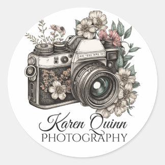 Personalisiert, Boho Camera Print, Fotografie-Mark Runder Aufkleber