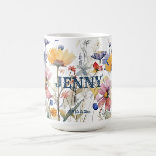 Personalisiert Boho Fall Wildblume Bridesmaid Gift Kaffeetasse