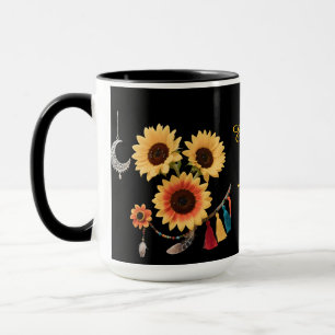 Personalisiert Boho Floral Sonnenblumenkaffee Tasse
