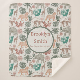 Personalisiert Boho Jungle Safari Sherpadecke