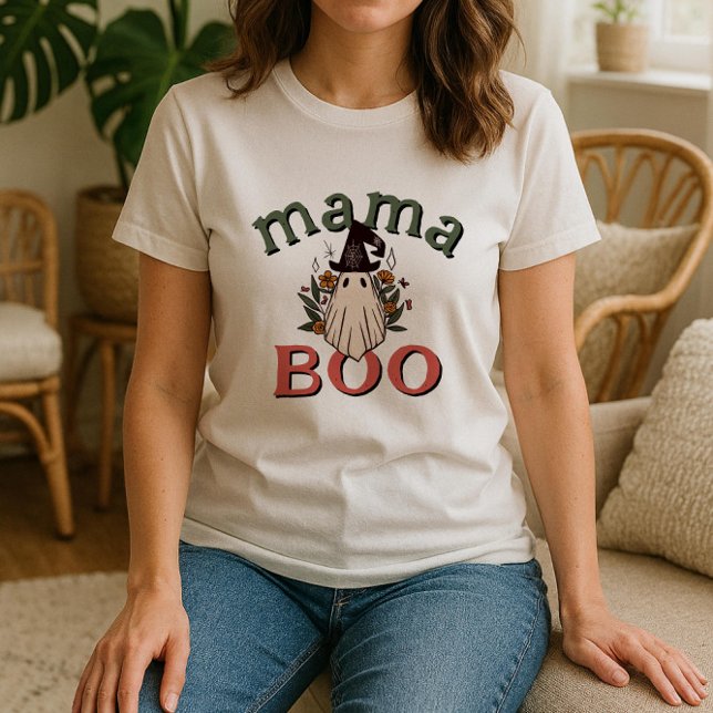 Personalisiert Boho Mama Boo Niedlich Ghost Hallow T-Shirt (Von Creator hochgeladen)