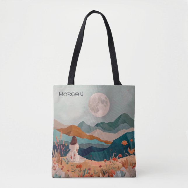 Personalisiert Boho Moonlit Tote Bag - Individuell Tasche (Vorderseite)