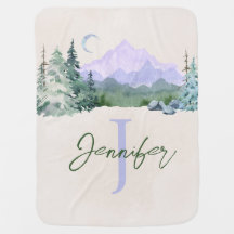 Personalisiert BOHO Mountain Name Baby Blanket