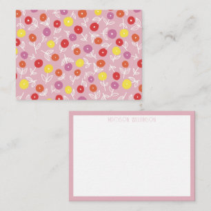 Personalisiert Boho Pink Modernes Blumenmuster Mitteilungskarte