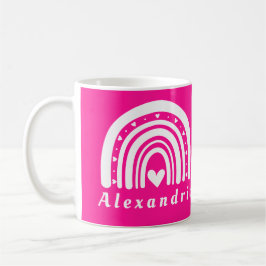 Personalisiert Boho Rainbow Hot Pink Kaffeetasse