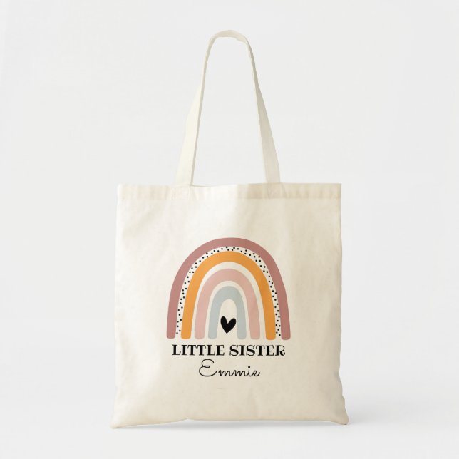 Personalisiert Boho Rainbow Little Sister Tote Bag Tragetasche (Vorne)