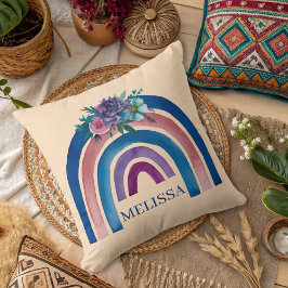 personalisiert Boho Rainbow mit Blume Kissen