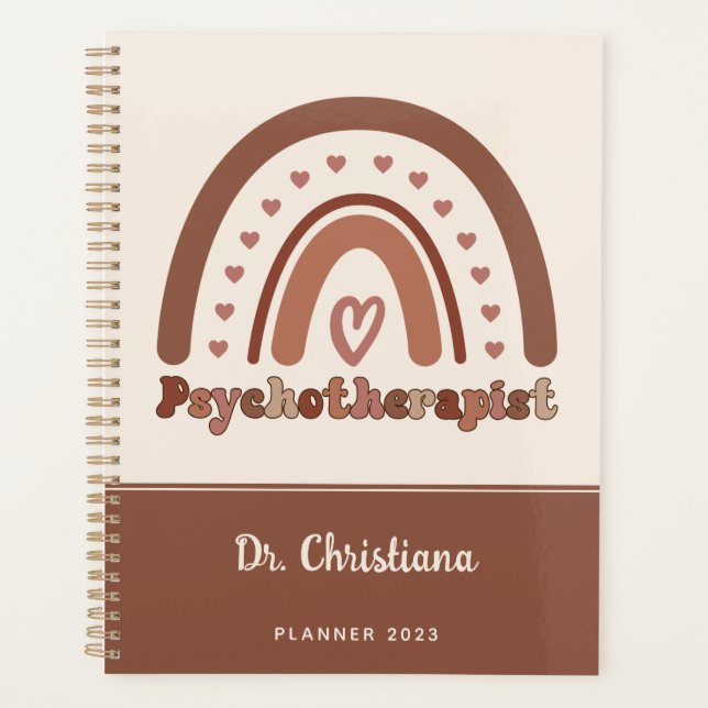 Personalisiert Boho Rainbow Psychotherapeut Planer (Vorderseite)