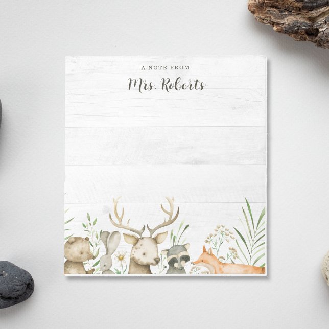 Personalisiert Boho Rustic Wildlife Teacher Notizblock (Von Creator hochgeladen)