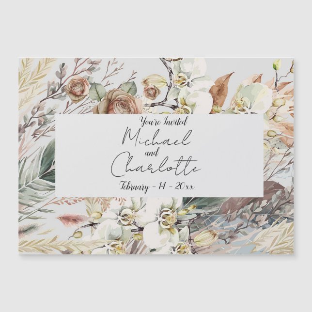 Personalisiert Boho Style Wedding Magneteinladung (Vorderseite)