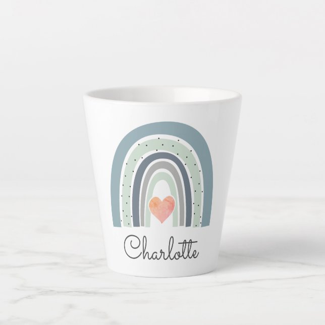 Personalisiert Boho Watercolor Rainbow Milchtasse (Vorderseite)