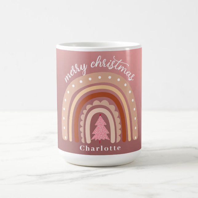 Personalisiert Boho Watercolor Rainbow Name Girl Kaffeetasse (Mittel)