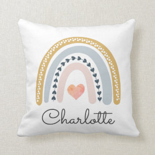 Personalisiert Boho Watercolor Rainbow Name Girl Kissen