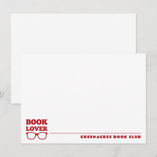 Personalisiert Book Lover's Book Club Flat Mitteilungskarte (Vorne/Hinten)