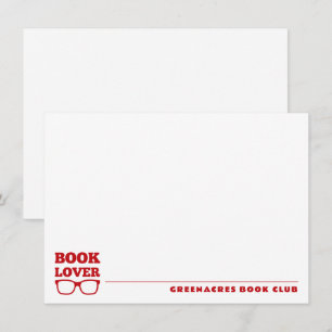 Personalisiert Book Lover's Book Club Flat Mitteilungskarte