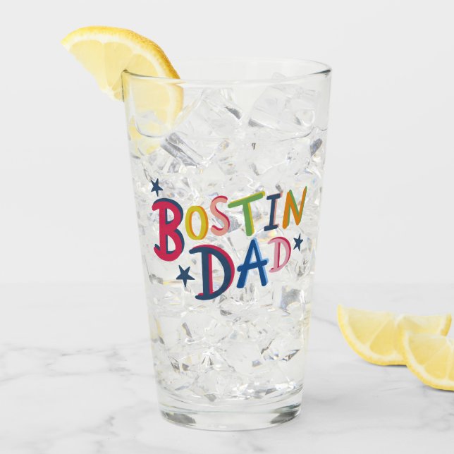 Personalisiert Bostin Vater Schwarzes Land Glas (Vorderseite Ice)