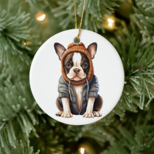 Personalisiert Boston Terrier Dog Art Keramik Ornament