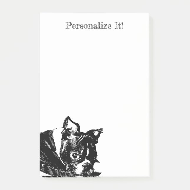 Personalisiert Boston Terrier Post-it Klebezettel (Vorderseite)