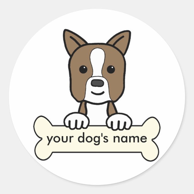 Personalisiert Boston Terrier Runder Aufkleber (Vorderseite)