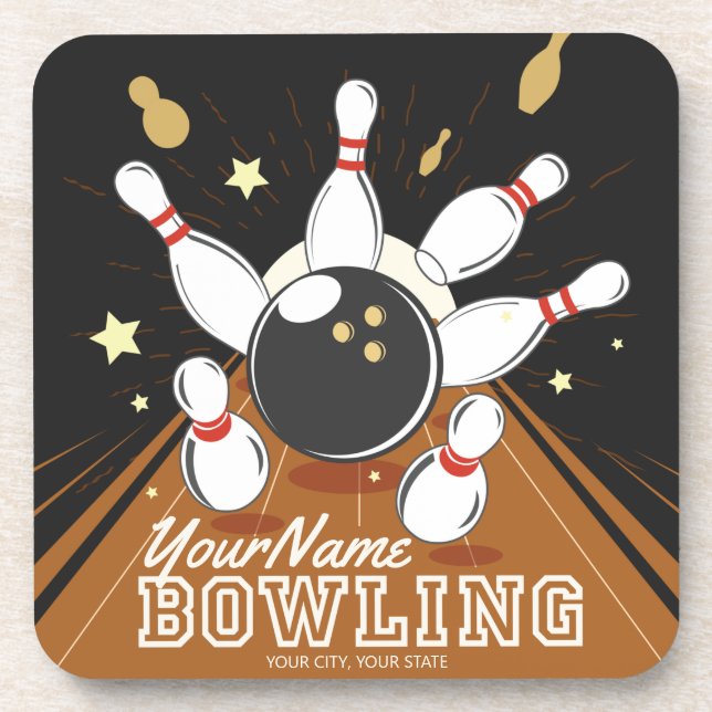 Personalisiert Bowler Strike Bowling Lanes Ball Bu Getränkeuntersetzer (Vorderseite)