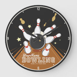 Personalisiert Bowler Strike Bowling Lanes Ball Bu Große Wanduhr