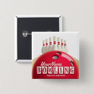 Personalisiert Bowling Ball Lanes Buttone Retro Le Button