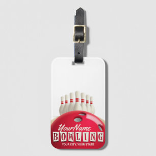 Personalisiert Bowling Ball Lanes Buttone Retro Le Gepäckanhänger