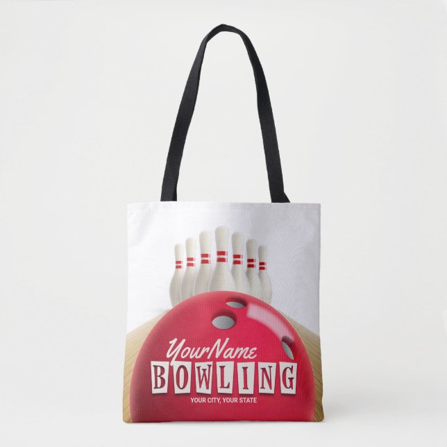 Personalisiert Bowling Ball Lanes Buttone Retro Le Tasche (Vorderseite)