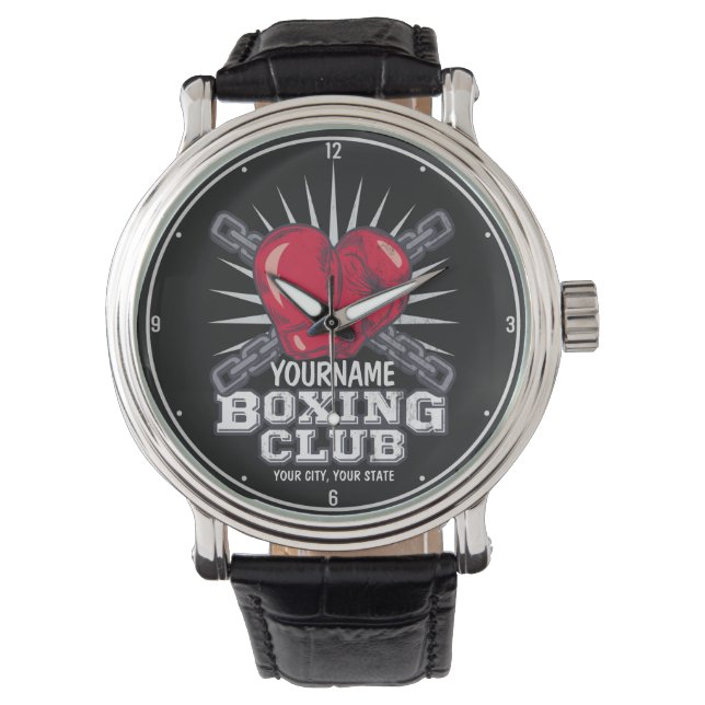Personalisiert Boxgloves Fighter Champion Boxer Armbanduhr (Vorderseite)