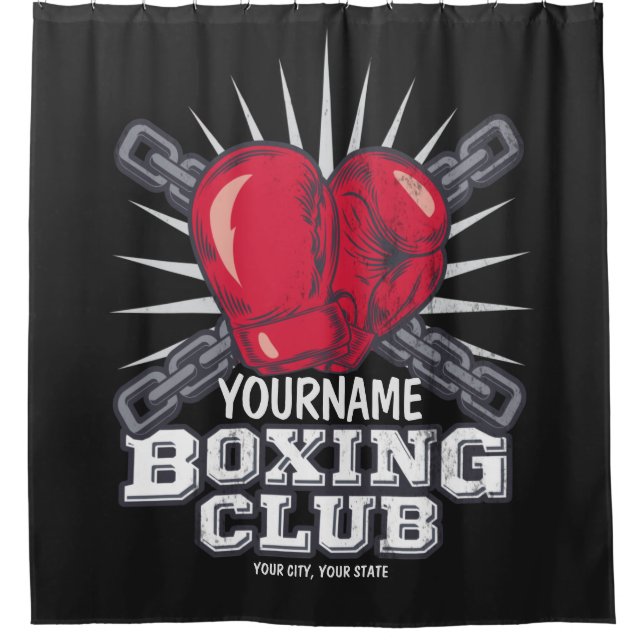 Personalisiert Boxgloves Fighter Champion Boxer Duschvorhang (Vorderseite)