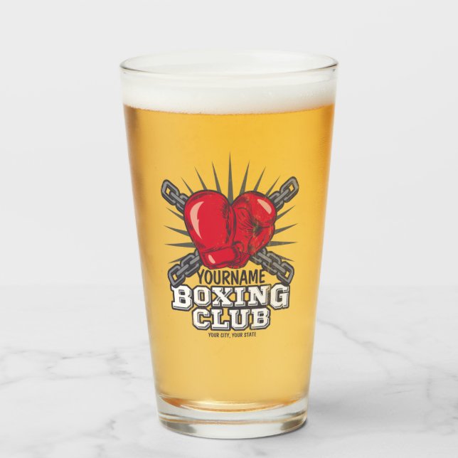 Personalisiert Boxgloves Fighter Champion Boxer Glas (Vorne (Gefüllt))