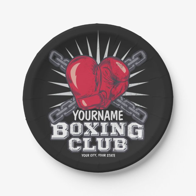 Personalisiert Boxgloves Fighter Champion Boxer Pappteller (Vorderseite)