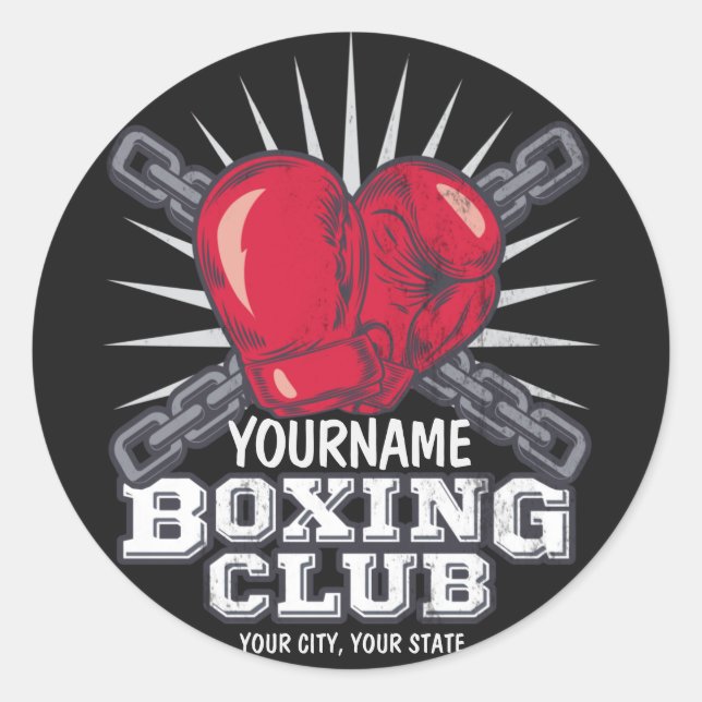 Personalisiert Boxgloves Fighter Champion Boxer Runder Aufkleber (Vorderseite)