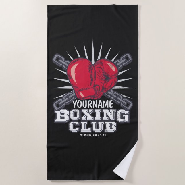 Personalisiert Boxgloves Fighter Champion Boxer Strandtuch (Vorderseite)