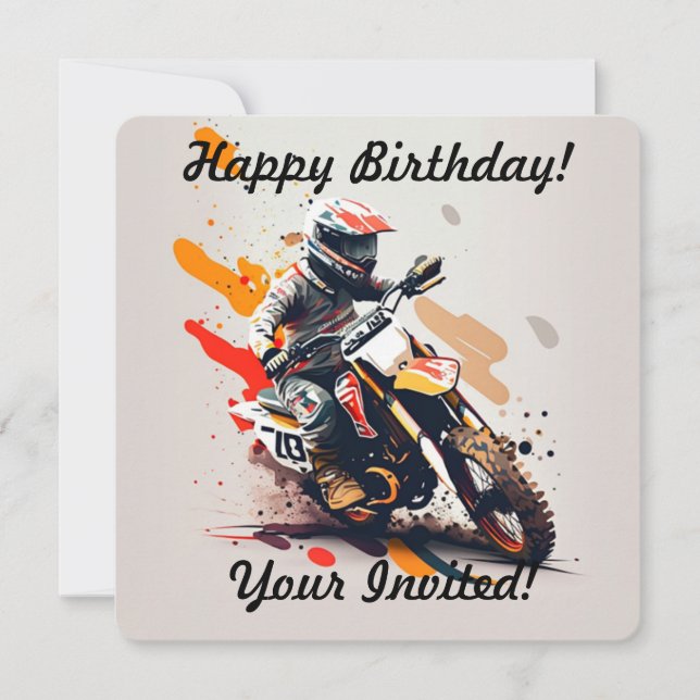 Personalisiert Boy Motocross Einladung (Vorderseite)