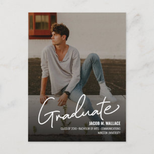 Personalisiert-Boy-Universität-Foto-Graduate-Skrip Ankündigungspostkarte