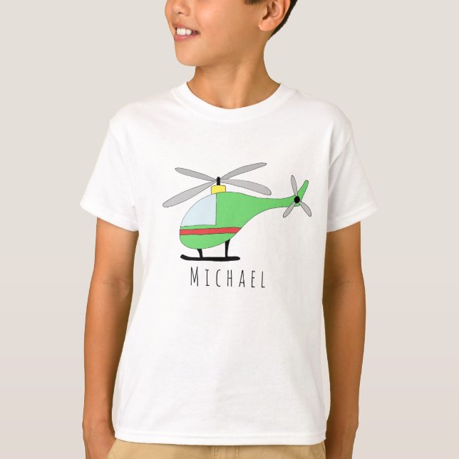 Personalisiert Boy's Coole Hubschrauberflugzeuge & T-Shirt (Vorderseite)