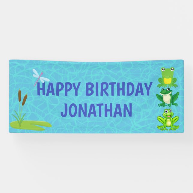 Personalisiert Boys Frog Geburtstagsbanner Banner (Horizontal)
