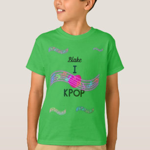 Personalisiert Boy's I Liebe K-Pop T-Shirt