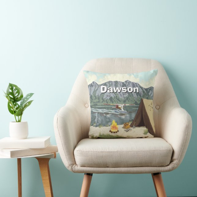 Personalisiert Boy's Room Woodland Camping Mountai Kissen (Stuhl )