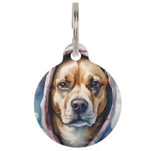 Personalisiert-braune und weiße Hunde Krawatte-Dye Haustiermarke